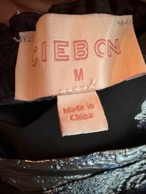 Gibson Shiny Black Dress with Metallic Texture